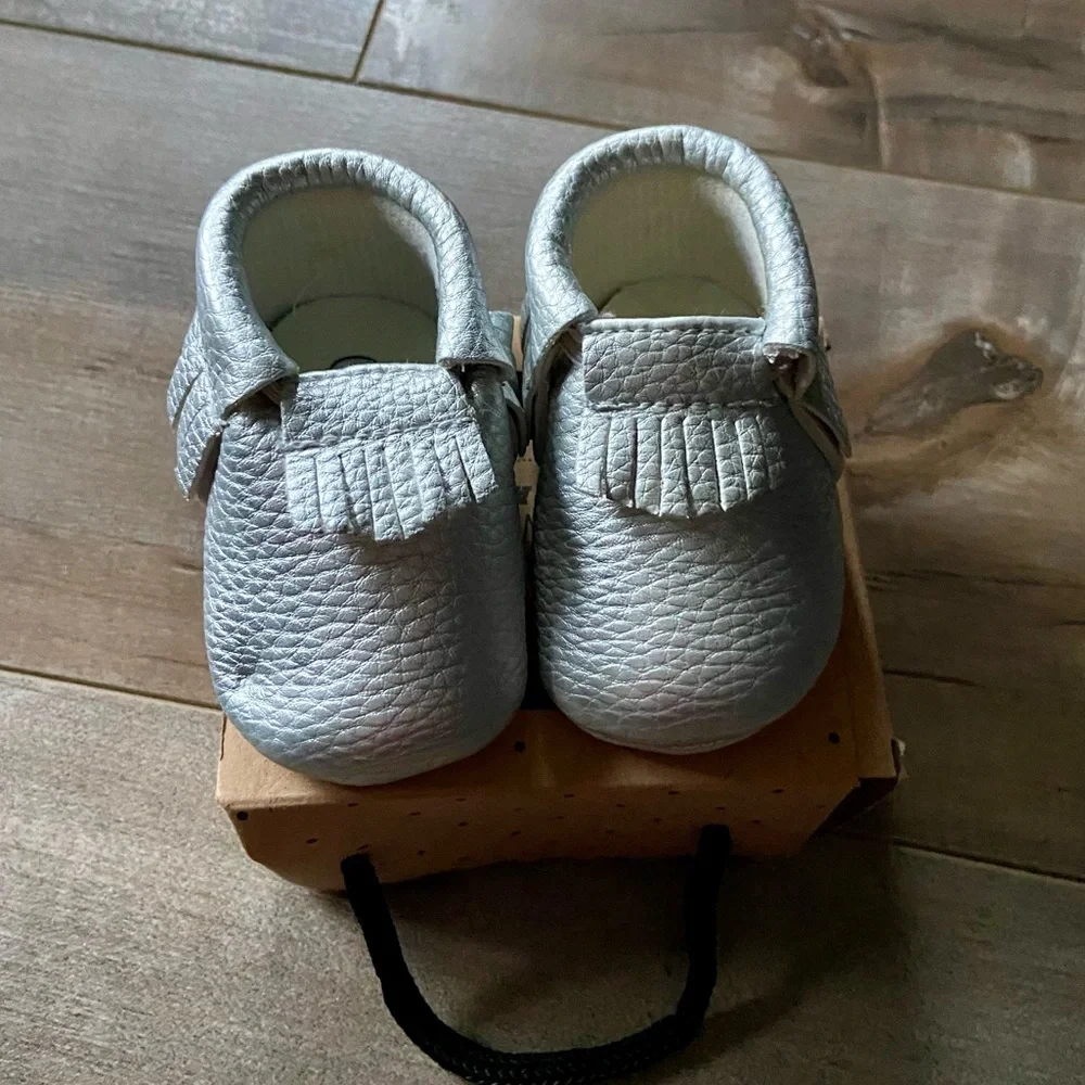 Sweet N Swag Moccasins, Metallic Silver